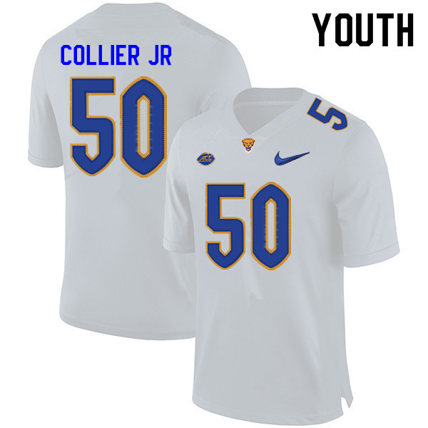 Youth #50 Jason Collier Jr. Pitt Panthers College Football Jerseys Sale-White